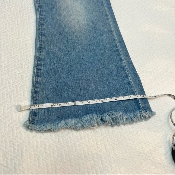 𝅺guess Mid Rise Wide Leg Cropped Raw Hem Vintage Denim Jeans Size 24 - Picture 8 of 9